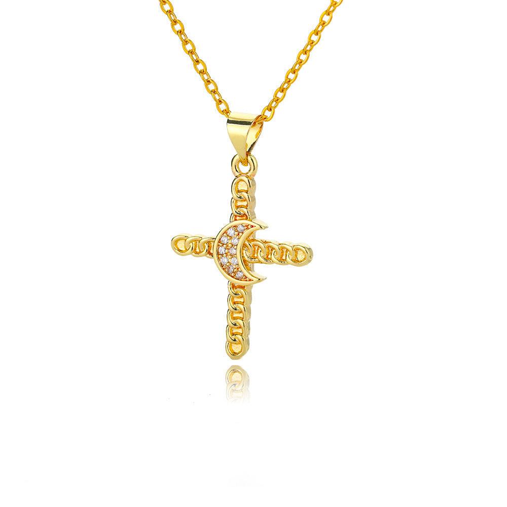 Color Zirconium Cross Pendant Necklace - SOO SOO COOL Fashion Online Store