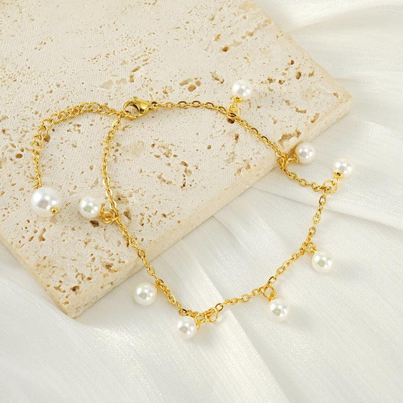 Fashion Simple Tassel Stainless Steel Pearl Anklet - SOO SOO COOL Fashion Online Store