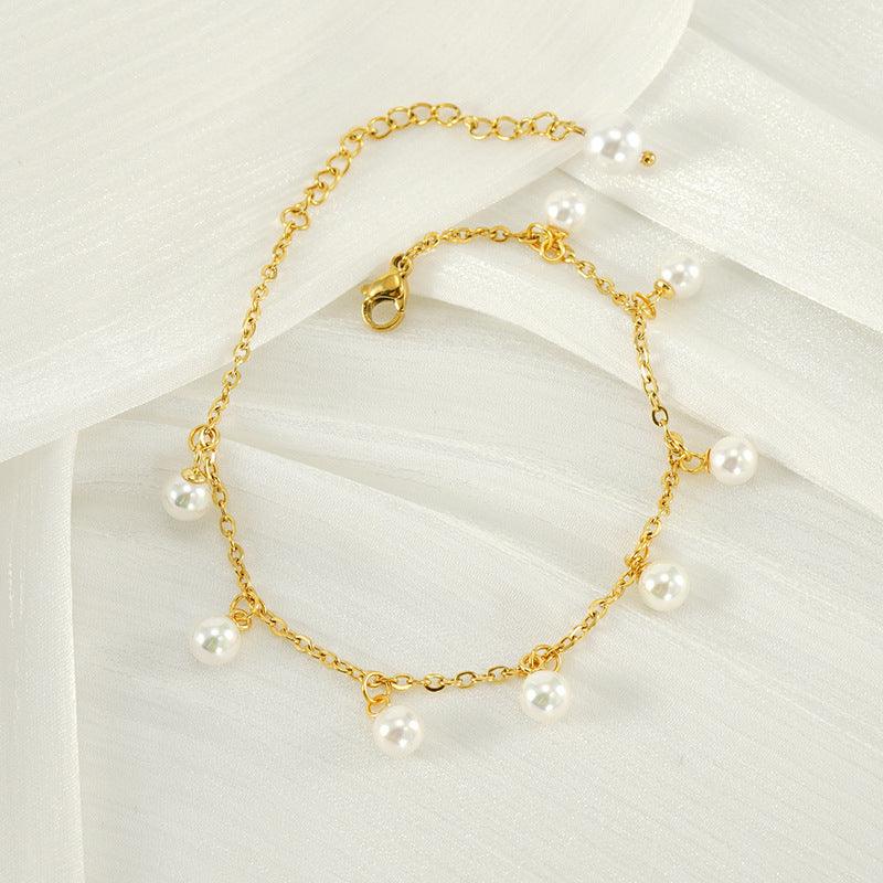 Fashion Simple Tassel Stainless Steel Pearl Anklet - SOO SOO COOL Fashion Online Store