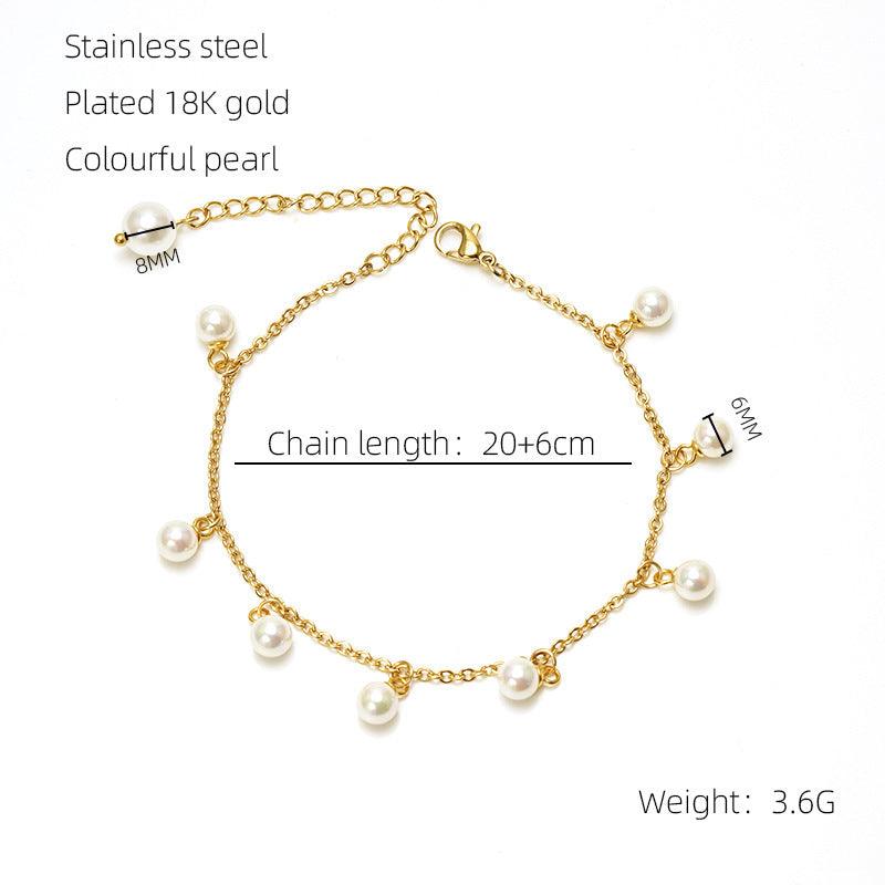 Fashion Simple Tassel Stainless Steel Pearl Anklet - SOO SOO COOL Fashion Online Store