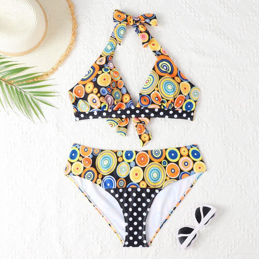 Printed High Waist Split Bikini - SOO SOO COOL Fashion Online Store