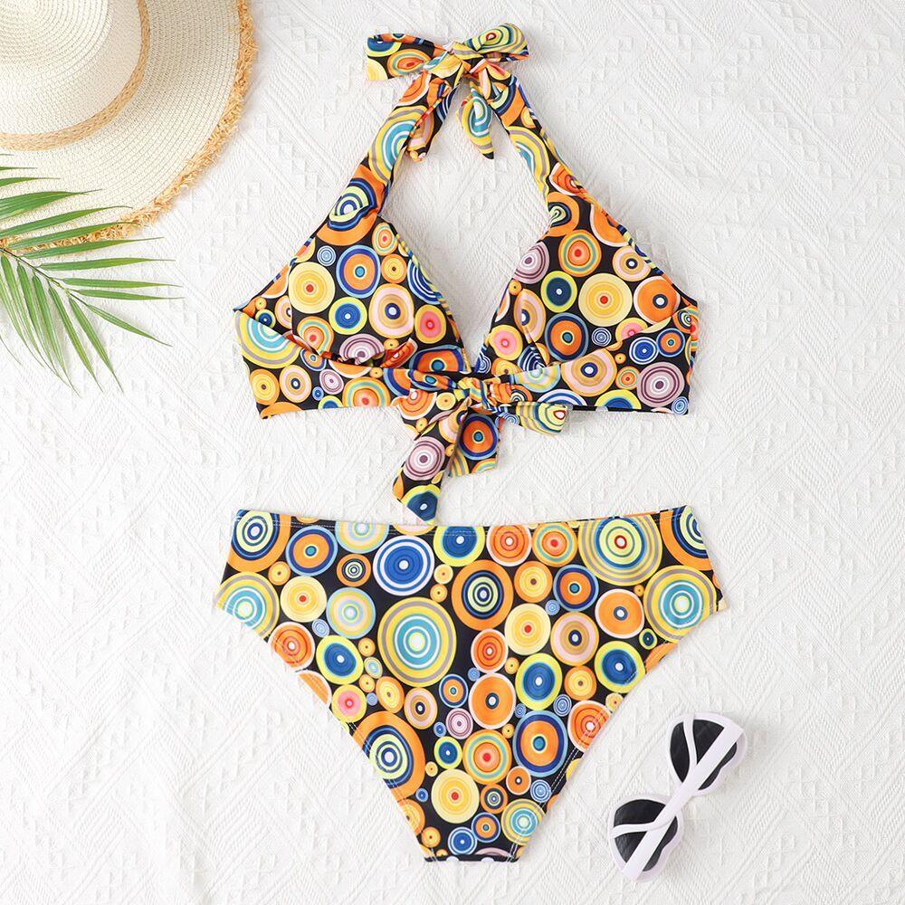 Printed High Waist Split Bikini - SOO SOO COOL Fashion Online Store