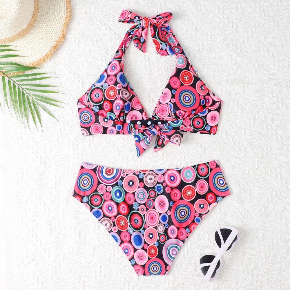 Printed High Waist Split Bikini - SOO SOO COOL Fashion Online Store