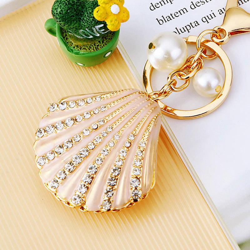 Rhinestone Pearl Shell Car Key Ring - SOO SOO COOL Fashion Online Store