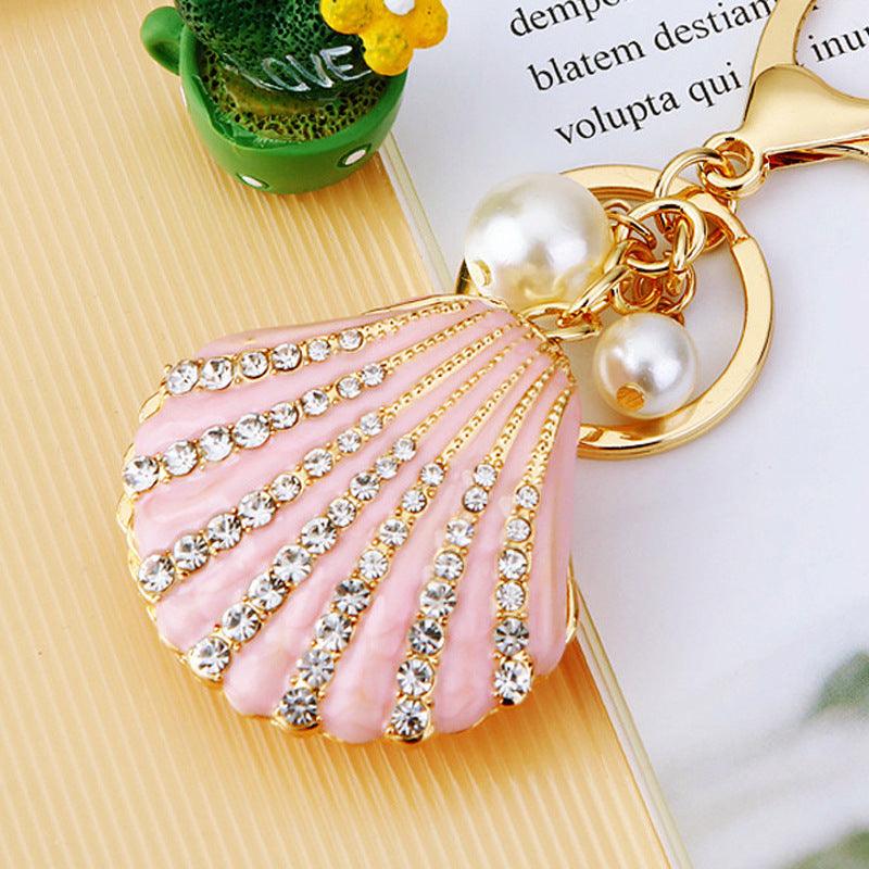 Rhinestone Pearl Shell Car Key Ring - SOO SOO COOL Fashion Online Store