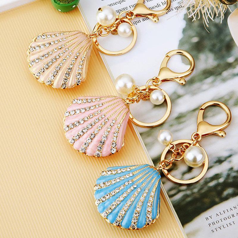 Rhinestone Pearl Shell Car Key Ring - SOO SOO COOL Fashion Online Store