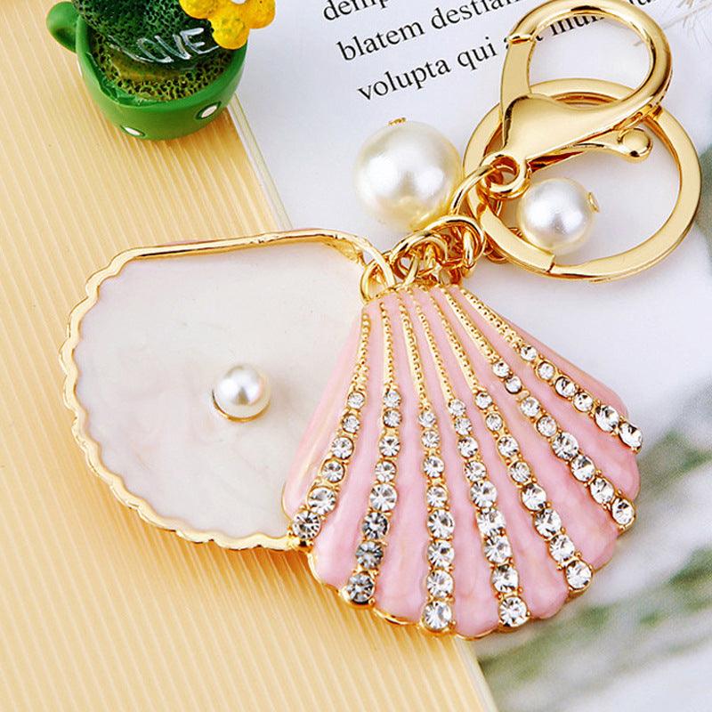 Rhinestone Pearl Shell Car Key Ring - SOO SOO COOL Fashion Online Store