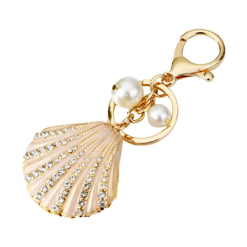 Rhinestone Pearl Shell Car Key Ring - SOO SOO COOL Fashion Online Store