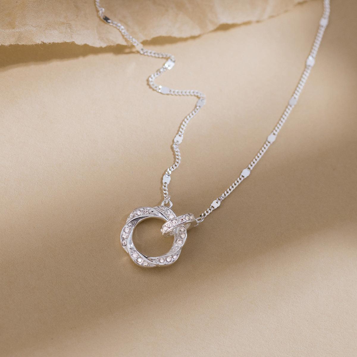 Silver Sweet Design Diamond Twisted Necklace - SOO SOO COOL Fashion Online Store