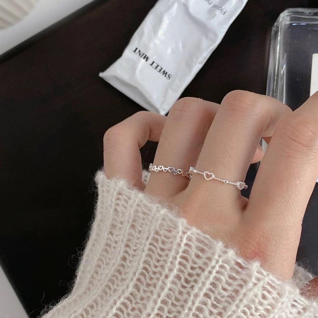 Sterling Silver Design Heart Hollow Ring - SOO SOO COOL Fashion Online Store