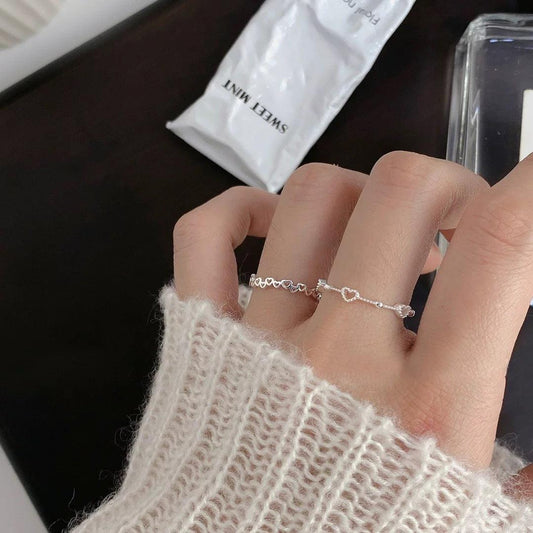 Sterling Silver Design Heart Hollow Ring - SOO SOO COOL Fashion Online Store