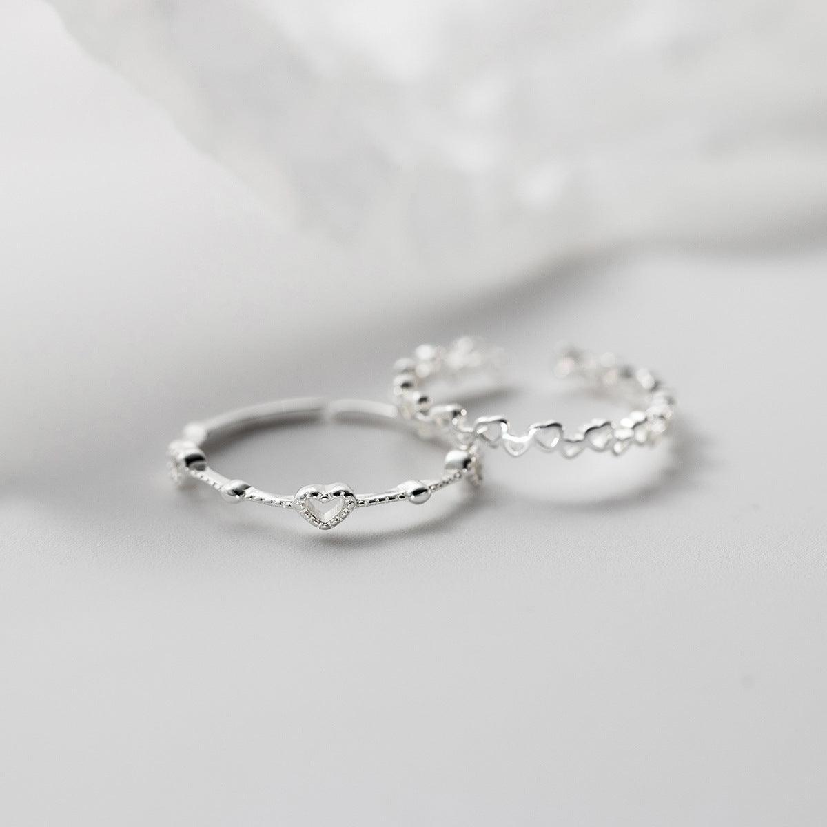 Sterling Silver Design Heart Hollow Ring - SOO SOO COOL Fashion Online Store