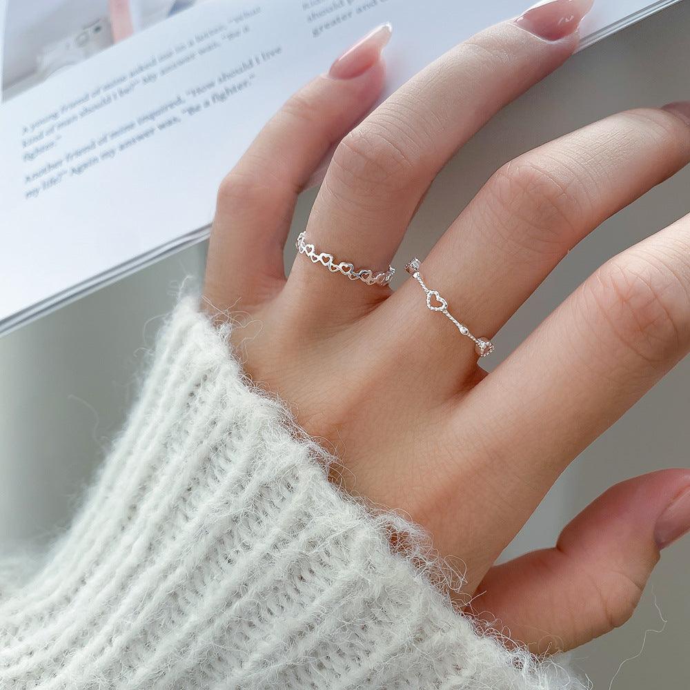 Sterling Silver Design Heart Hollow Ring - SOO SOO COOL Fashion Online Store