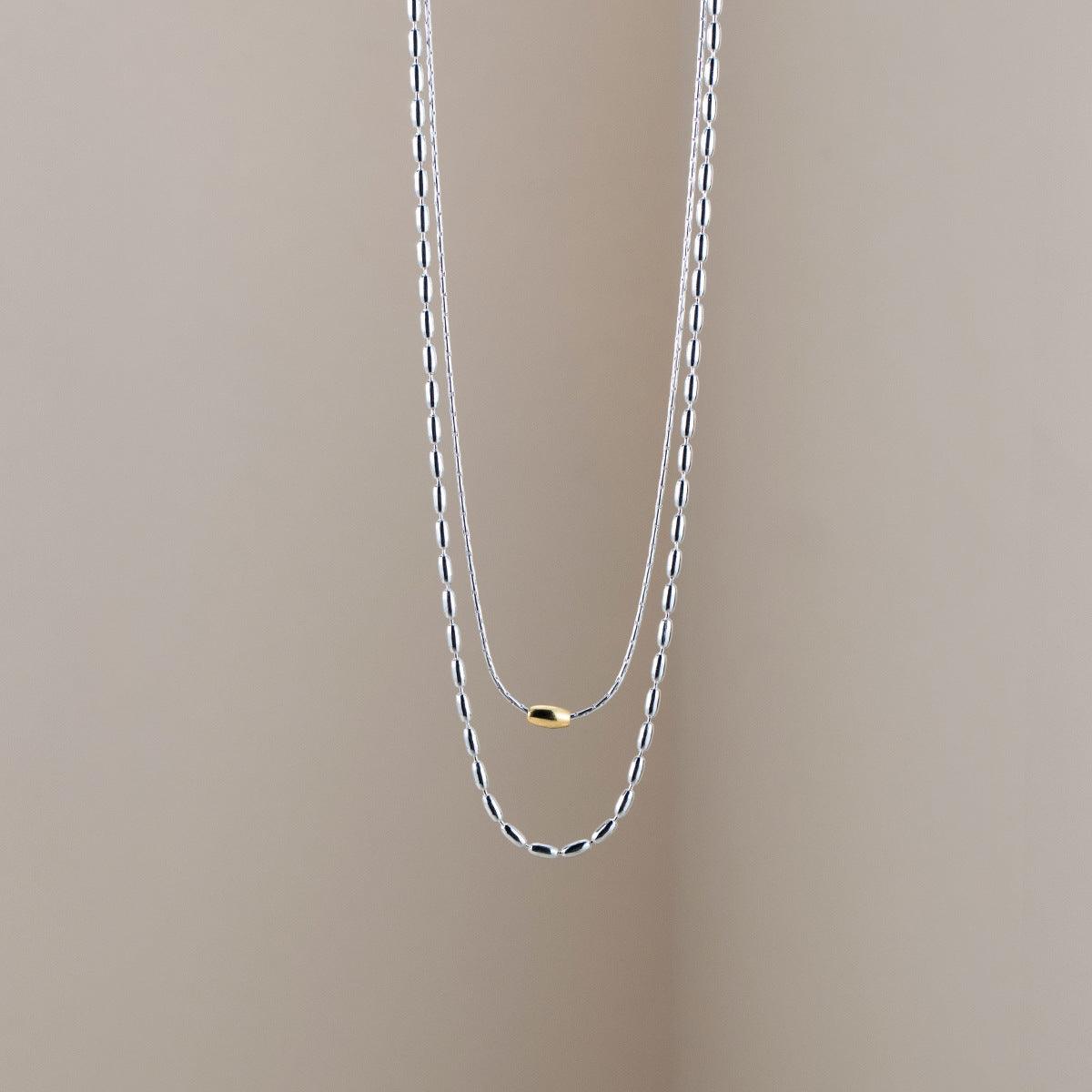 Sterling Silver Simple Gold Bead Necklace - SOO SOO COOL Fashion Online Store